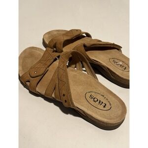 TAOS Women's PREMIER Leather SANDAL Size 9 Tan Slides Slip On Comfort